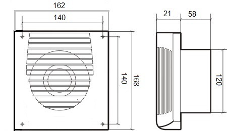 Вентилятор накладной ERA ЭРА FAVORITE 5C d125 с обратным клапаном